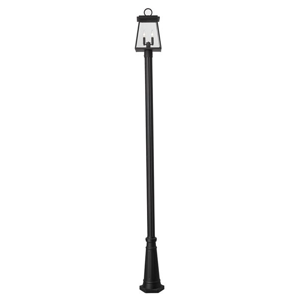 Z-Lite Matte Black Beveled glass Halogen Broughton 2-Light Outdoor Post Mounted Fixture