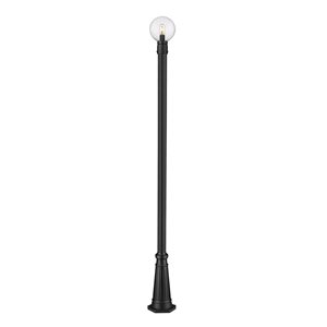 Z-Lite Matte Black Seeded glass Halogen Laurent 1-Light Outdoor Post Mounted Fixture