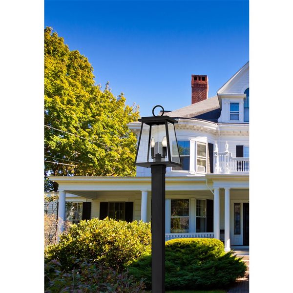 Z-Lite Matte Black Beveled glass Halogen Broughton 2-Light Outdoor Post Mounted Fixture