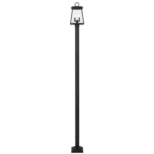 Z-Lite Matte Black Beveled glass Halogen Broughton 2-Light Outdoor Post Mounted Fixture