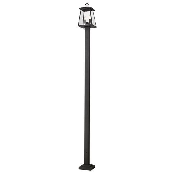 Z-Lite Matte Black Beveled glass Halogen Broughton 2-Light Outdoor Post Mounted Fixture