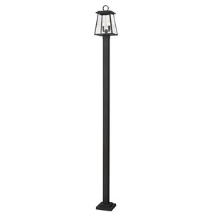 Z-Lite Matte Black Beveled glass Halogen Broughton 2-Light Outdoor Post Mounted Fixture