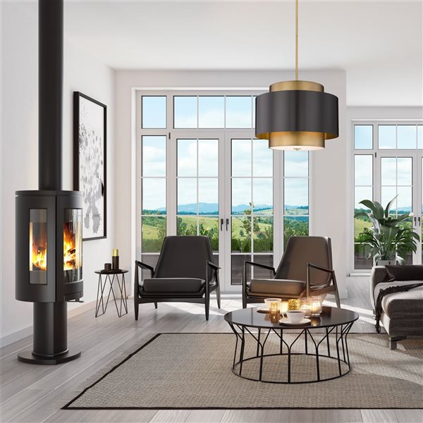 Z-Lite Bronze and Rubbed Brass Harlech 3-Light Pendant