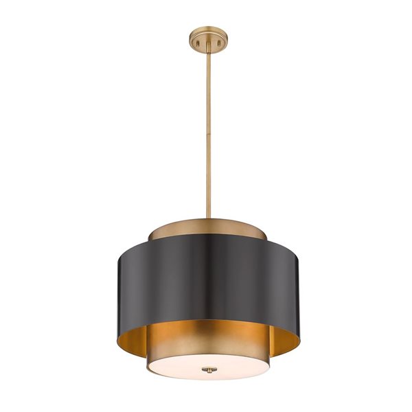 Z-Lite Bronze and Rubbed Brass Harlech 3-Light Pendant