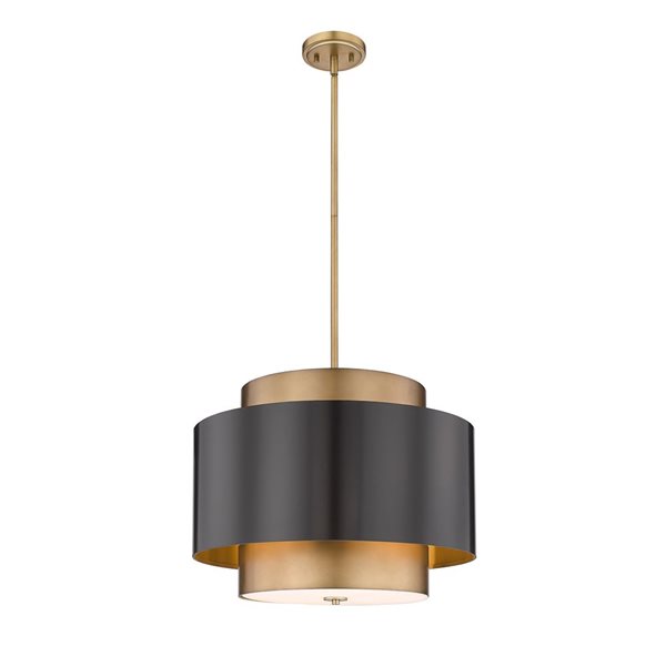 Z-Lite Bronze and Rubbed Brass Harlech 3-Light Pendant