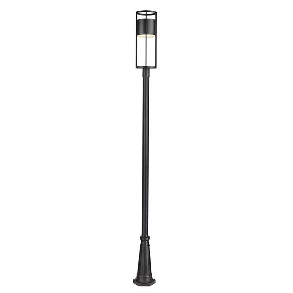 Z-Lite Matte Black Etched glass Integrated LED Luca 1-Light Outdoor Post Mounted Fixture