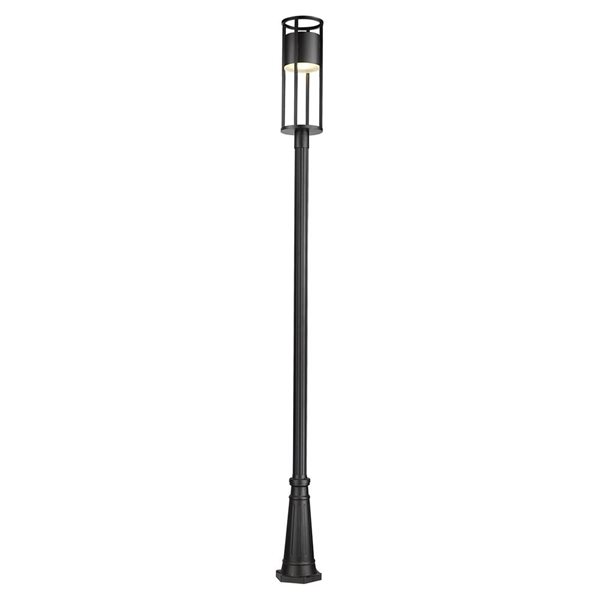 Z-Lite Matte Black Etched glass Integrated LED Luca 1-Light Outdoor Post Mounted Fixture