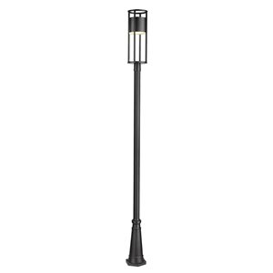 Z-Lite Matte Black Etched glass Integrated LED Luca 1-Light Outdoor Post Mounted Fixture