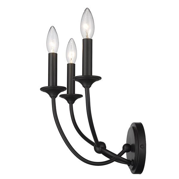 Z-Lite Matte Black Arabella 3-Light Wall Sconce