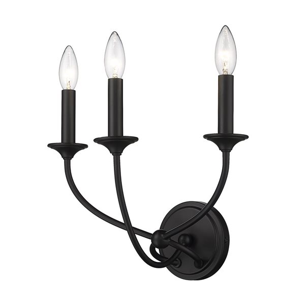 Z-Lite Matte Black Arabella 3-Light Wall Sconce