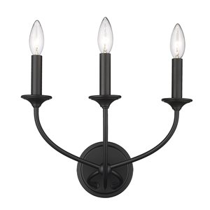 Z-Lite Matte Black Arabella 3-Light Wall Sconce