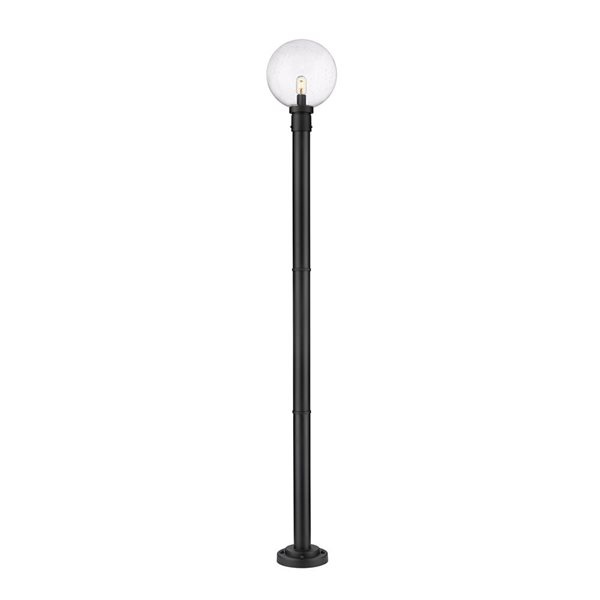 Z-Lite Matte Black Seeded glass Halogen Laurent 1-Light Outdoor Post Mounted Fixture