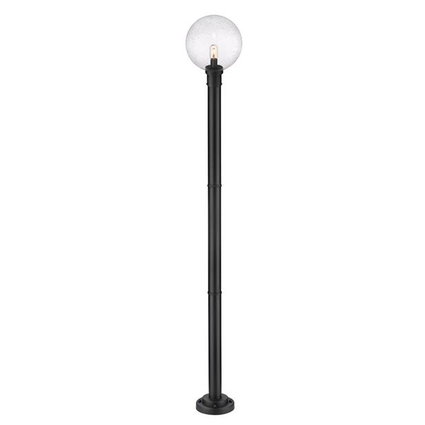 Z-Lite Matte Black Seeded glass Halogen Laurent 1-Light Outdoor Post Mounted Fixture