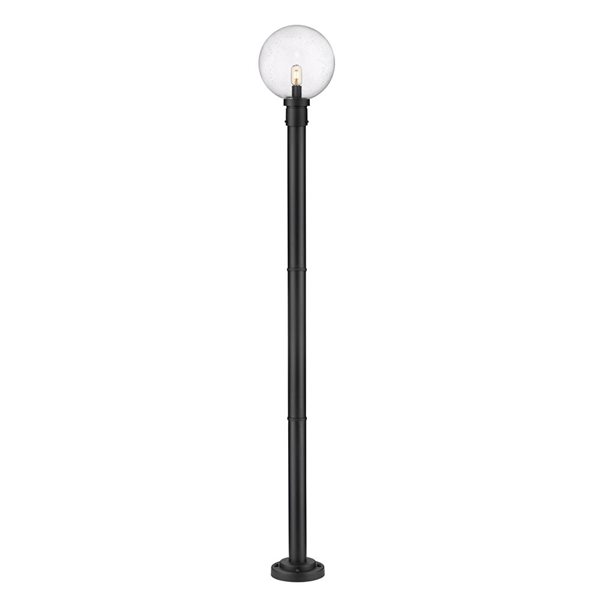 Z-Lite Matte Black Seeded glass Halogen Laurent 1-Light Outdoor Post Mounted Fixture