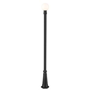 Z-Lite Matte Black Opal glass Halogen Laurent 1-Light Outdoor Post Mounted Fixture