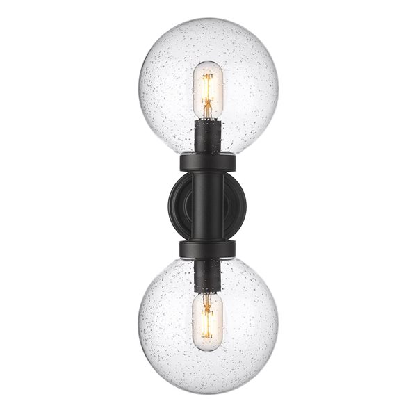 Z-Lite Black 8-in Laurent 2-Light Outdoor Wall Sconce