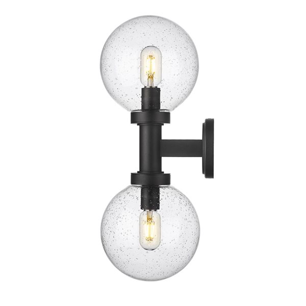 Z-Lite Black 8-in Laurent 2-Light Outdoor Wall Sconce