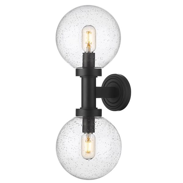 Z-Lite Black 8-in Laurent 2-Light Outdoor Wall Sconce