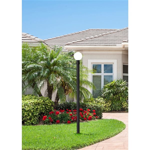 Z-Lite Matte Black Opal glass Halogen Laurent 1-Light Outdoor Post Mounted Fixture