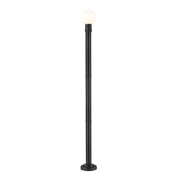 Z-Lite Matte Black Opal glass Halogen Laurent 1-Light Outdoor Post Mounted Fixture