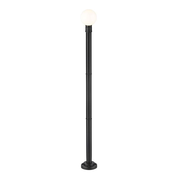 Z-Lite Matte Black Opal glass Halogen Laurent 1-Light Outdoor Post Mounted Fixture