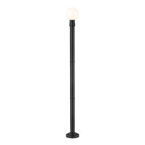 Z-Lite Matte Black Opal glass Halogen Laurent 1-Light Outdoor Post Mounted Fixture