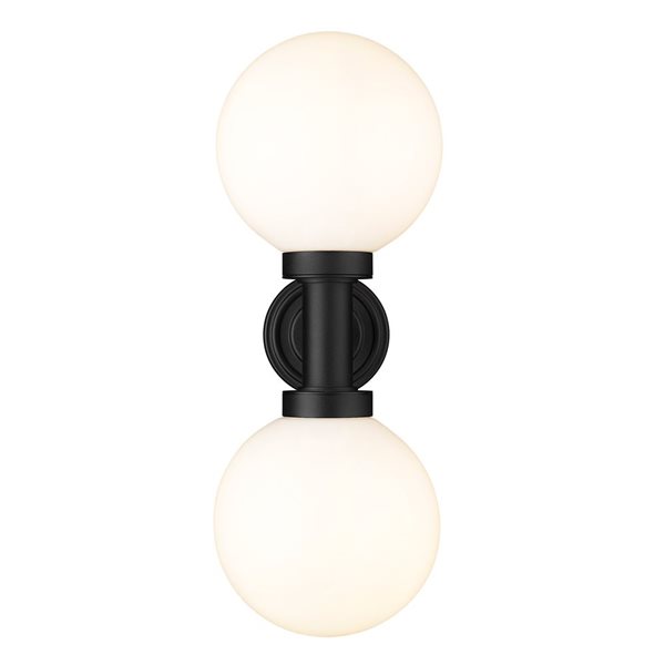 Z-Lite Black 8-in Laurent 2-Light Outdoor Wall Sconce