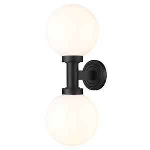 Z-Lite Black 8-in Laurent 2-Light Outdoor Wall Sconce