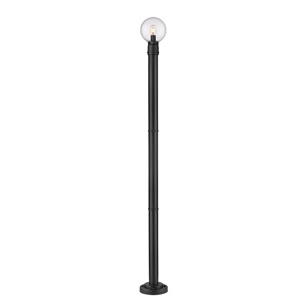 Z-Lite Matte Black Seeded glass Halogen Laurent 1-Light Outdoor Post Mounted Fixture