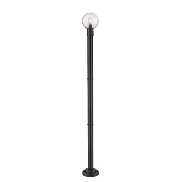 Z-Lite Matte Black Seeded glass Halogen Laurent 1-Light Outdoor Post Mounted Fixture