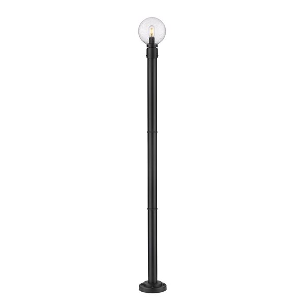 Z-Lite Matte Black Seeded glass Halogen Laurent 1-Light Outdoor Post Mounted Fixture