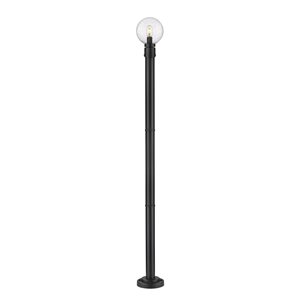 Z-Lite Matte Black Seeded glass Halogen Laurent 1-Light Outdoor Post Mounted Fixture