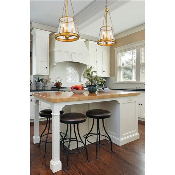 Z-Lite Rubbed Brass Prescott 3-Light Pendant