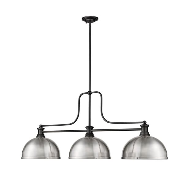 Z-Lite Matte Black Melange 3-Light Billiard 725-3MB-D12BN | RONA