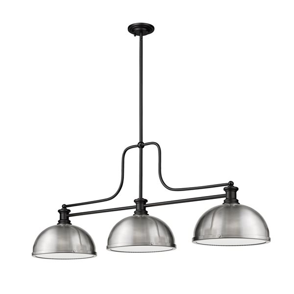Z-Lite Matte Black Melange 3-Light Billiard 725-3MB-D12BN | RONA