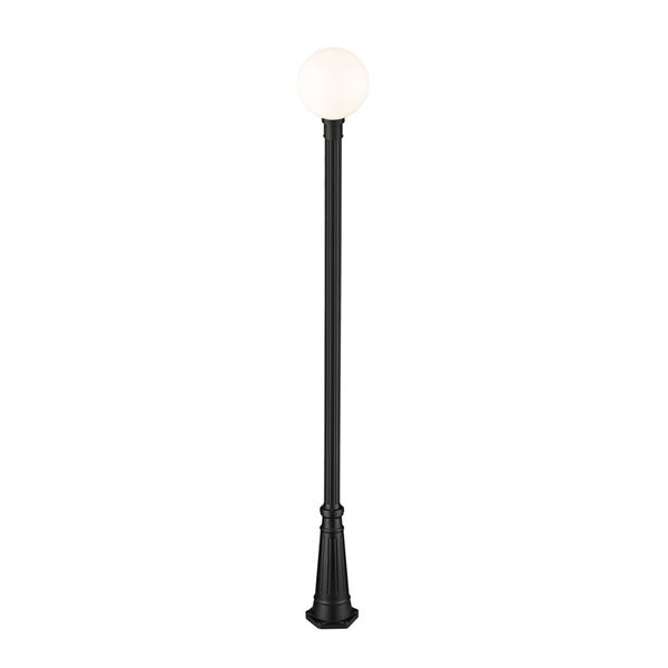 Z-Lite Matte Black Opal glass Halogen Laurent 1-Light Outdoor Post Mounted Fixture