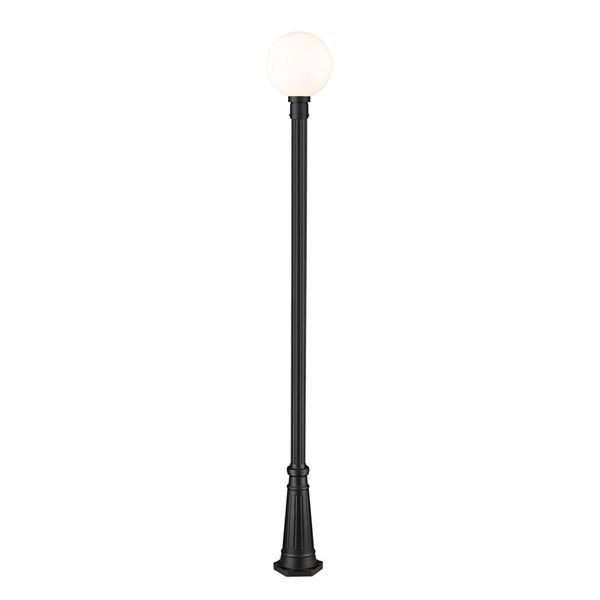 Z-Lite Matte Black Opal glass Halogen Laurent 1-Light Outdoor Post Mounted Fixture