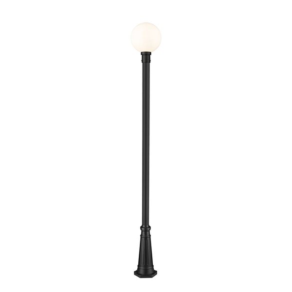 Z-Lite Matte Black Opal glass Halogen Laurent 1-Light Outdoor Post Mounted Fixture