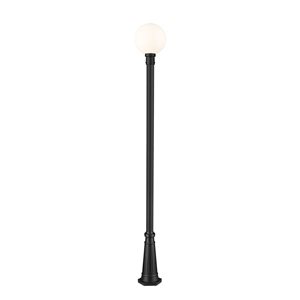 Z-Lite Matte Black Opal glass Halogen Laurent 1-Light Outdoor Post Mounted Fixture