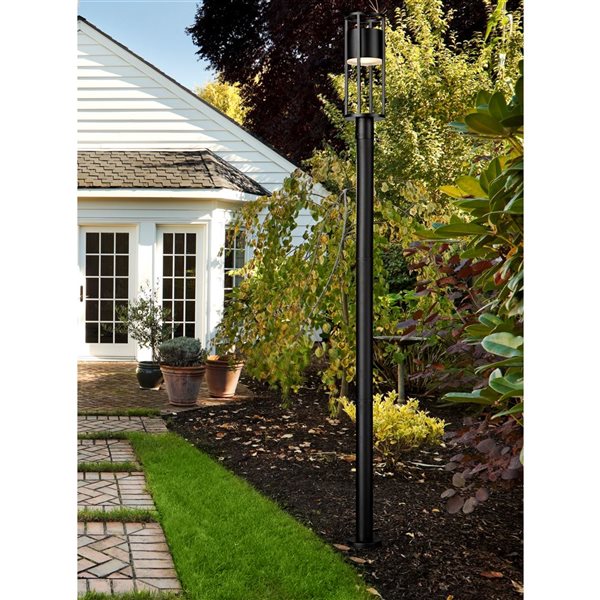 Z-Lite Matte Black Etched glass Integrated LED Luca 1-Light Outdoor Post Mounted Fixture