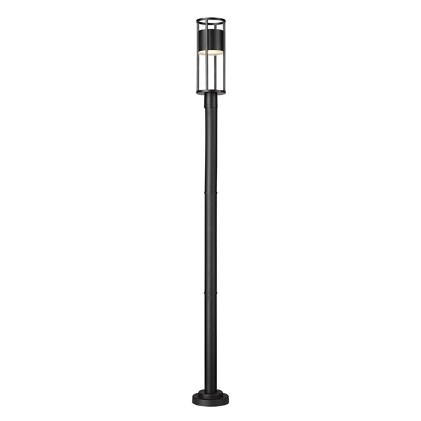 Z-Lite Matte Black Etched glass Integrated LED Luca 1-Light Outdoor Post Mounted Fixture