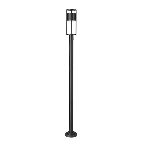 Z-Lite Matte Black Etched glass Integrated LED Luca 1-Light Outdoor Post Mounted Fixture