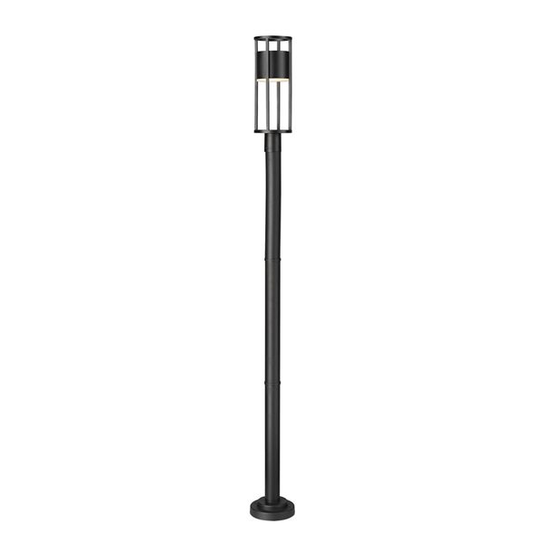 Z-Lite Matte Black Etched glass Integrated LED Luca 1-Light Outdoor Post Mounted Fixture