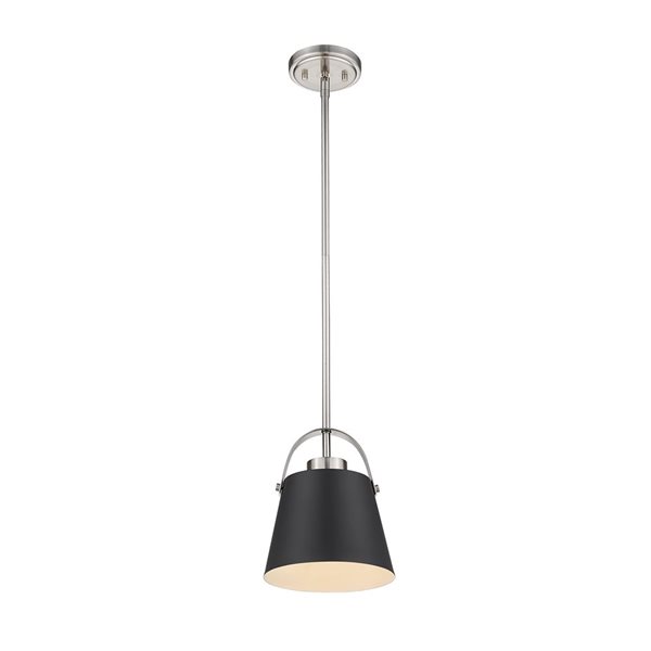 Z-Lite Matte Black and Brushed Nickel Z-Studio 1-Light Mini Pendant