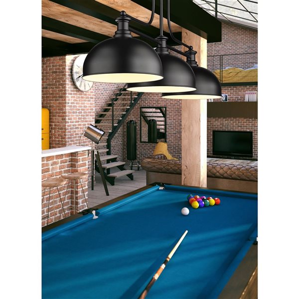 Z-Lite Matte Black Melange 3-Light Billiard