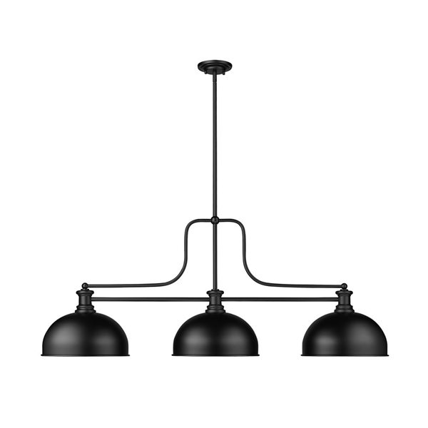 Z-Lite Matte Black Melange 3-Light Billiard