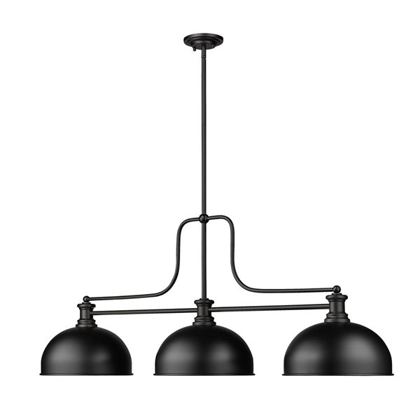 Z-Lite Matte Black Melange 3-Light Billiard