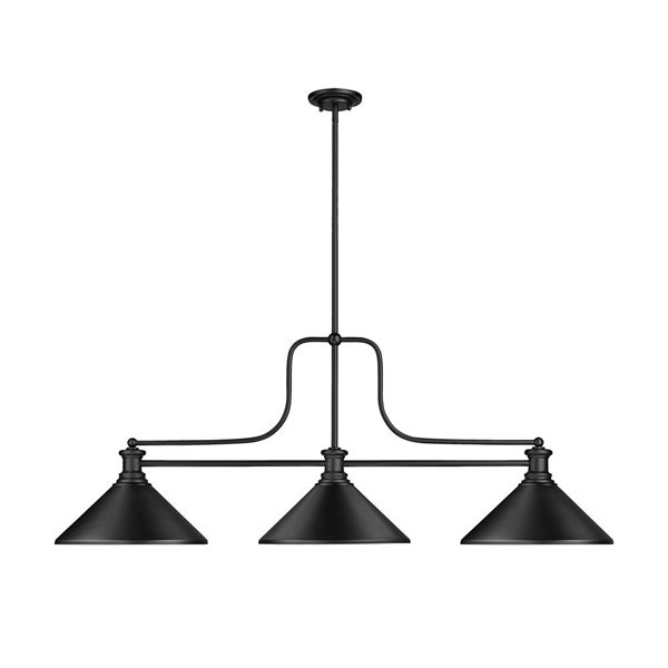 Z-Lite Matte Black Melange 3-Light Billiard