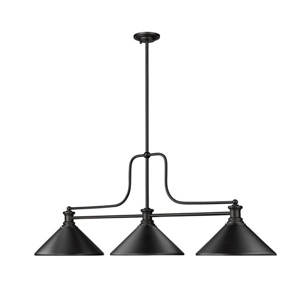 Z-Lite Matte Black Melange 3-Light Billiard