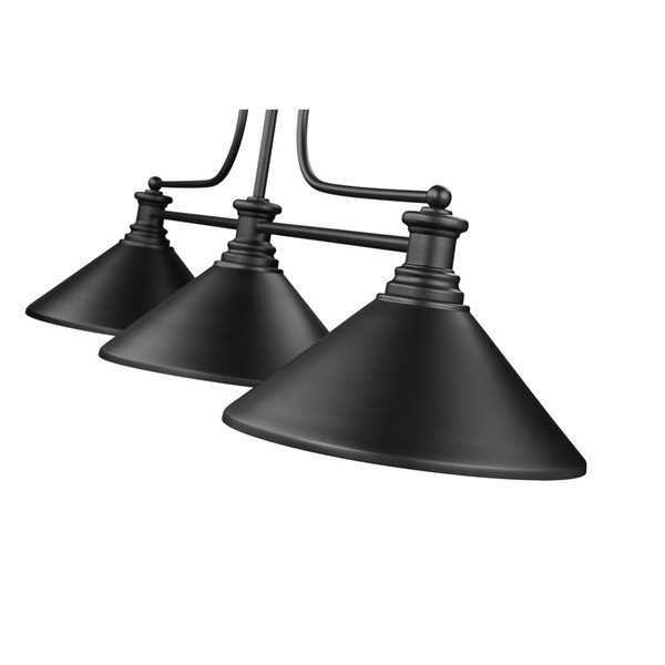 Z-Lite Matte Black Melange 3-Light Billiard